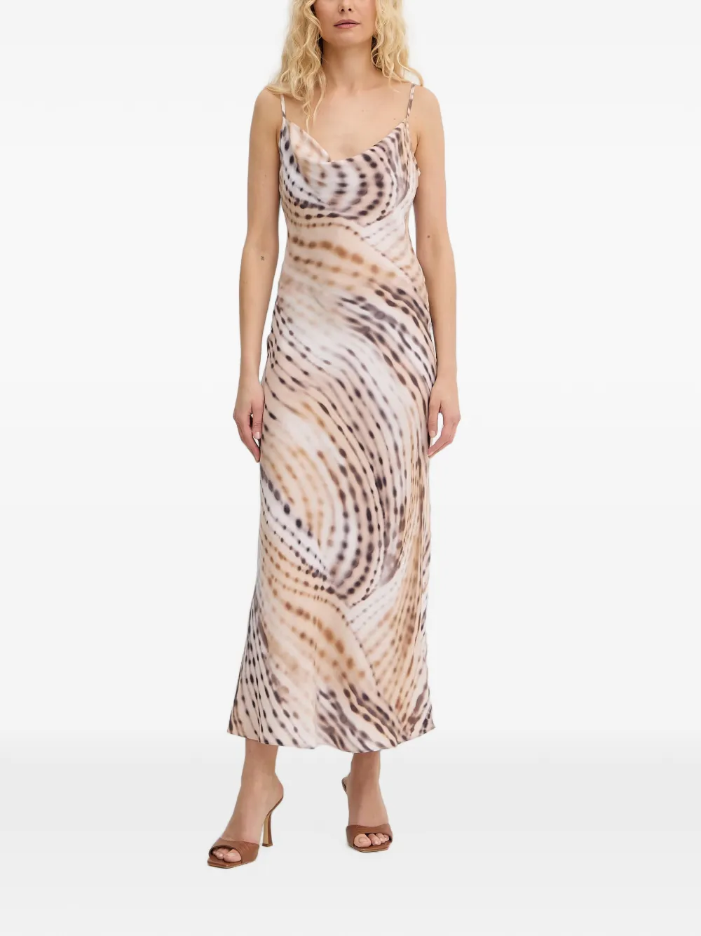 GUESS USA abstract-print cowl-neck midi dress - Toni neutri