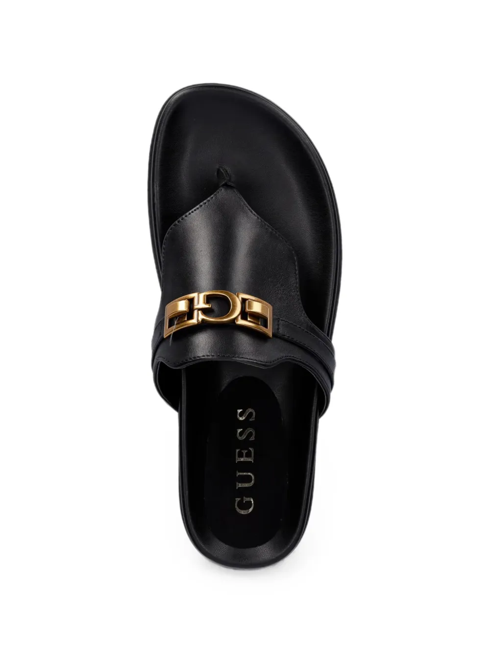 GUESS USA Farron leren sandalen met logoplakkaat Zwart