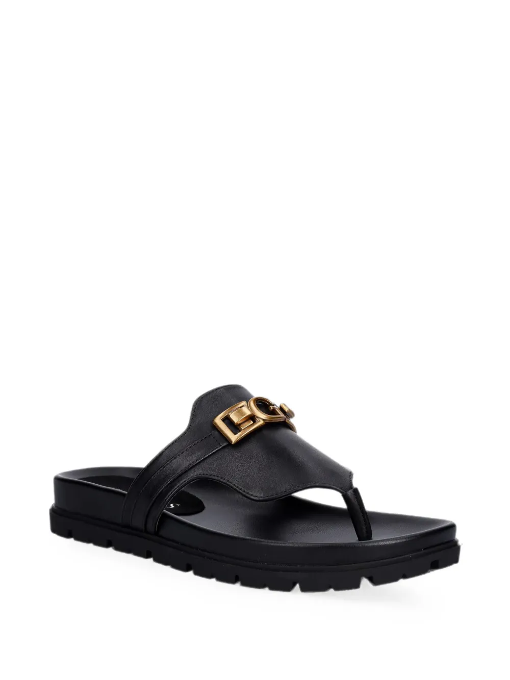 GUESS USA Farron leren sandalen met logoplakkaat Zwart