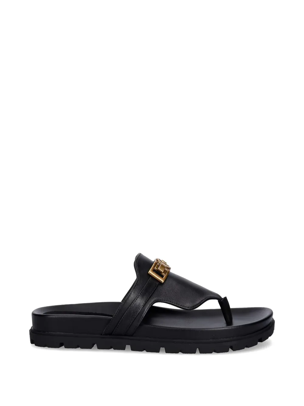 GUESS USA logo-plaque leather flip-flops - Nero