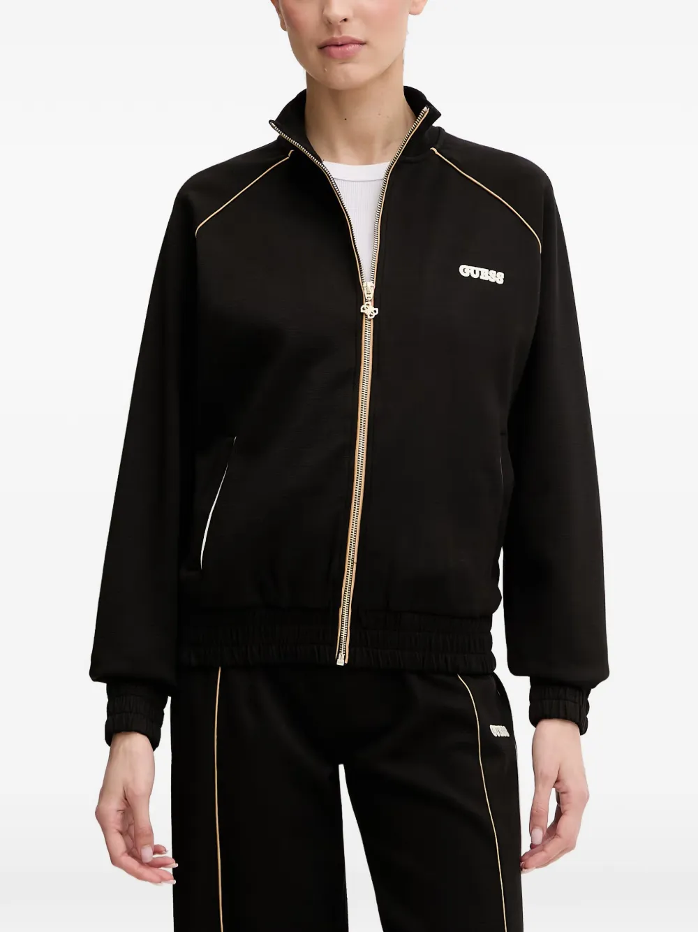 GUESS USA logo-patch zip-up track jacket - Nero