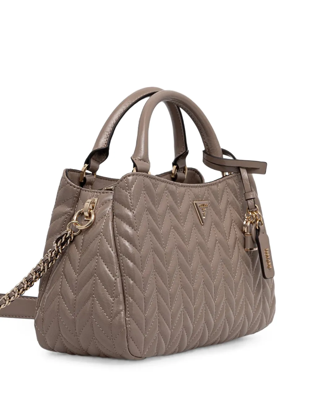 GUESS USA Cheryl chevron gewatteerde leren shopper Beige