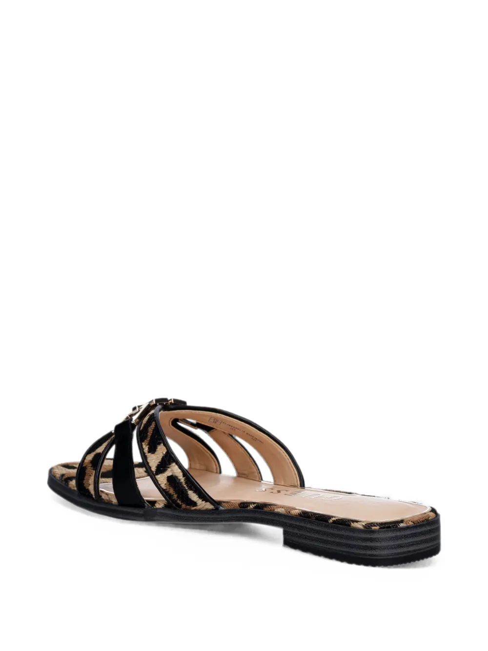GUESS USA Slippers met luipaard-print en logo-plakkaat Beige