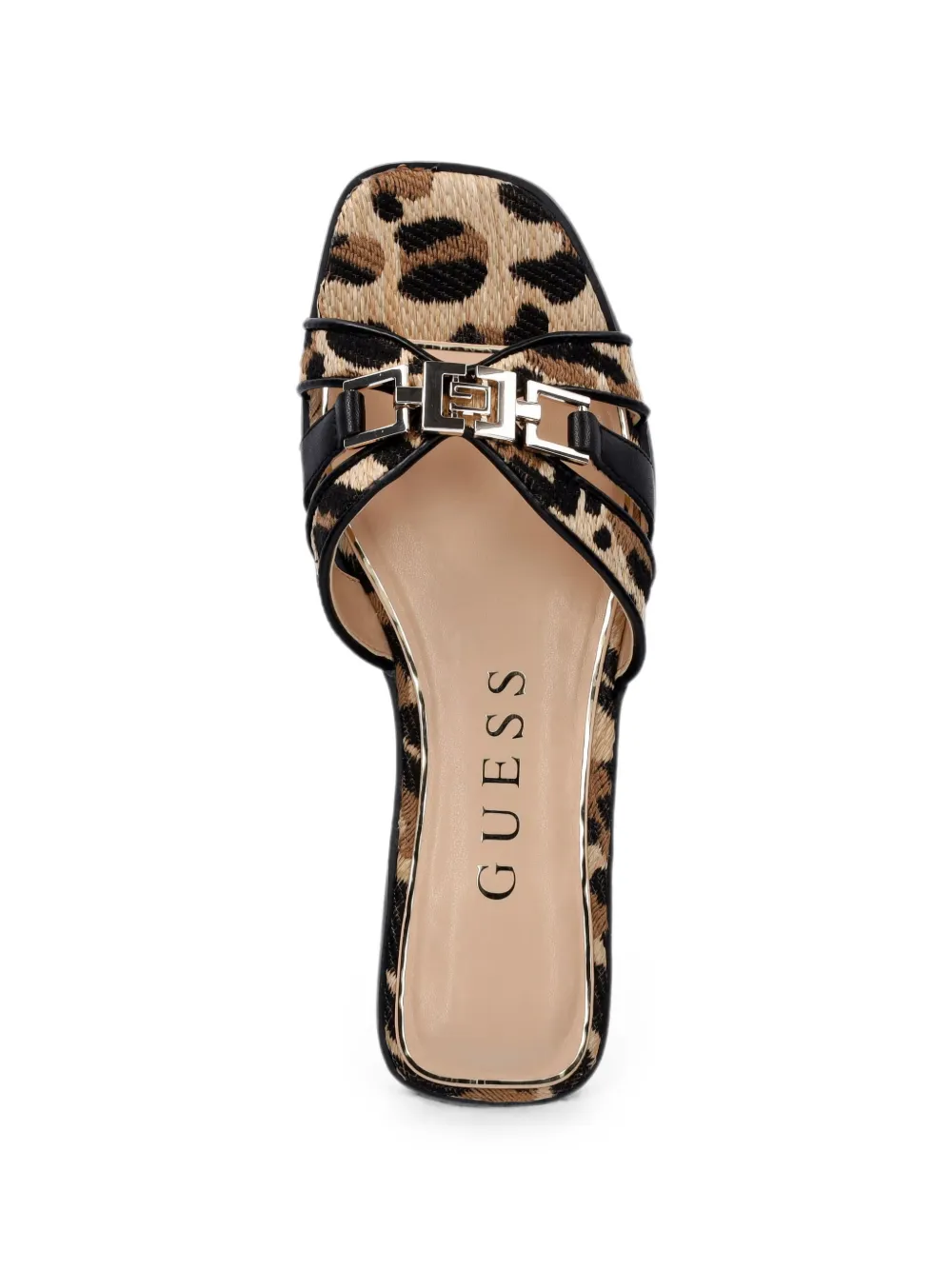 GUESS USA Slippers met luipaard-print en logo-plakkaat Beige