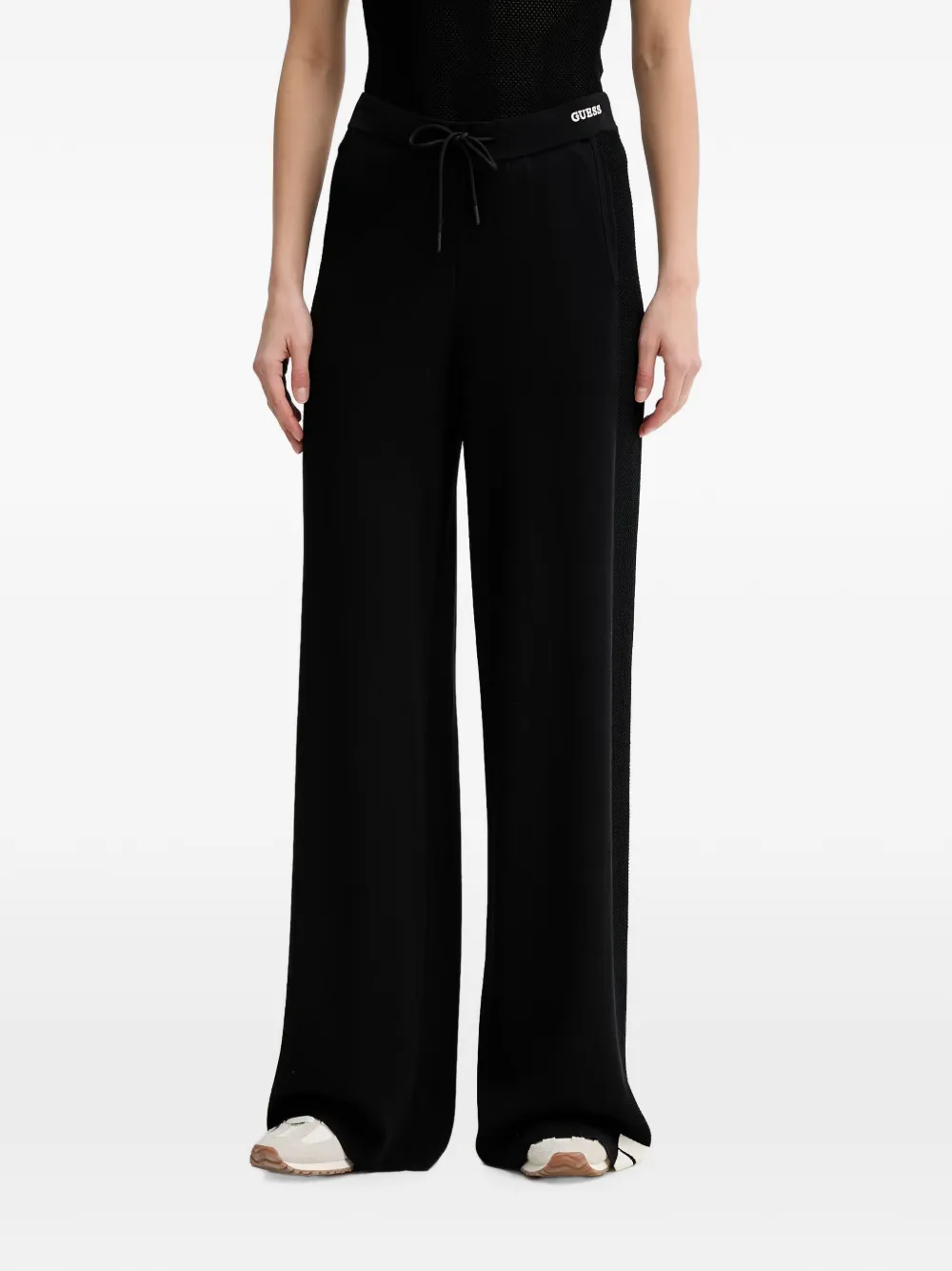 GUESS USA wide-leg logo-embroidered track pants - Nero