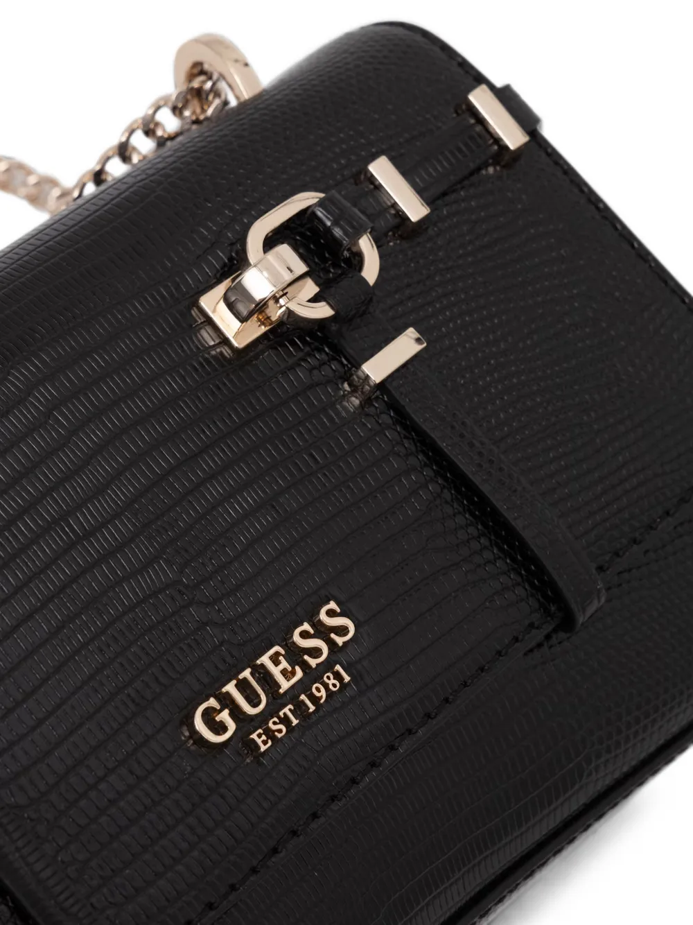 GUESS USA Schoudertas met kettingband en hagedissen-effect Zwart