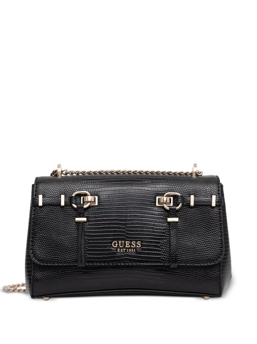 GUESS USA Schultertasche mit Eidechsen-Effekt - Schwarz