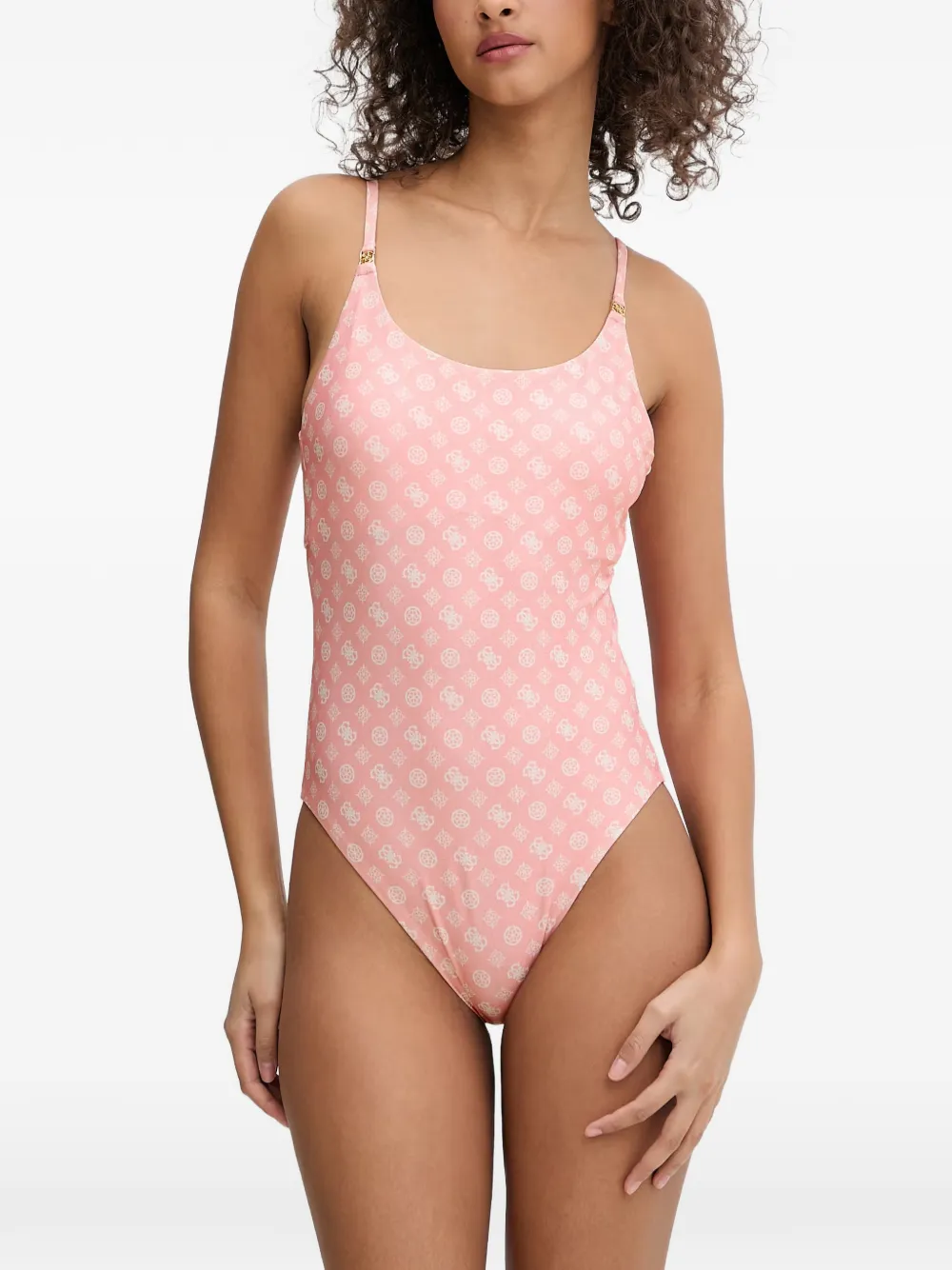 GUESS USA logo-print cutout swimsuit - Rosa