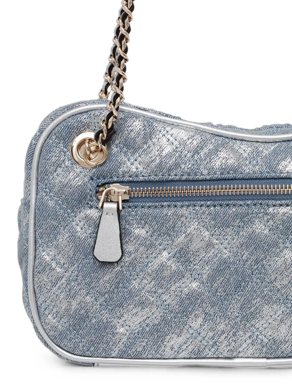 GUESS USA Gewatteerde schoudertas met metallic afwerking Blauw