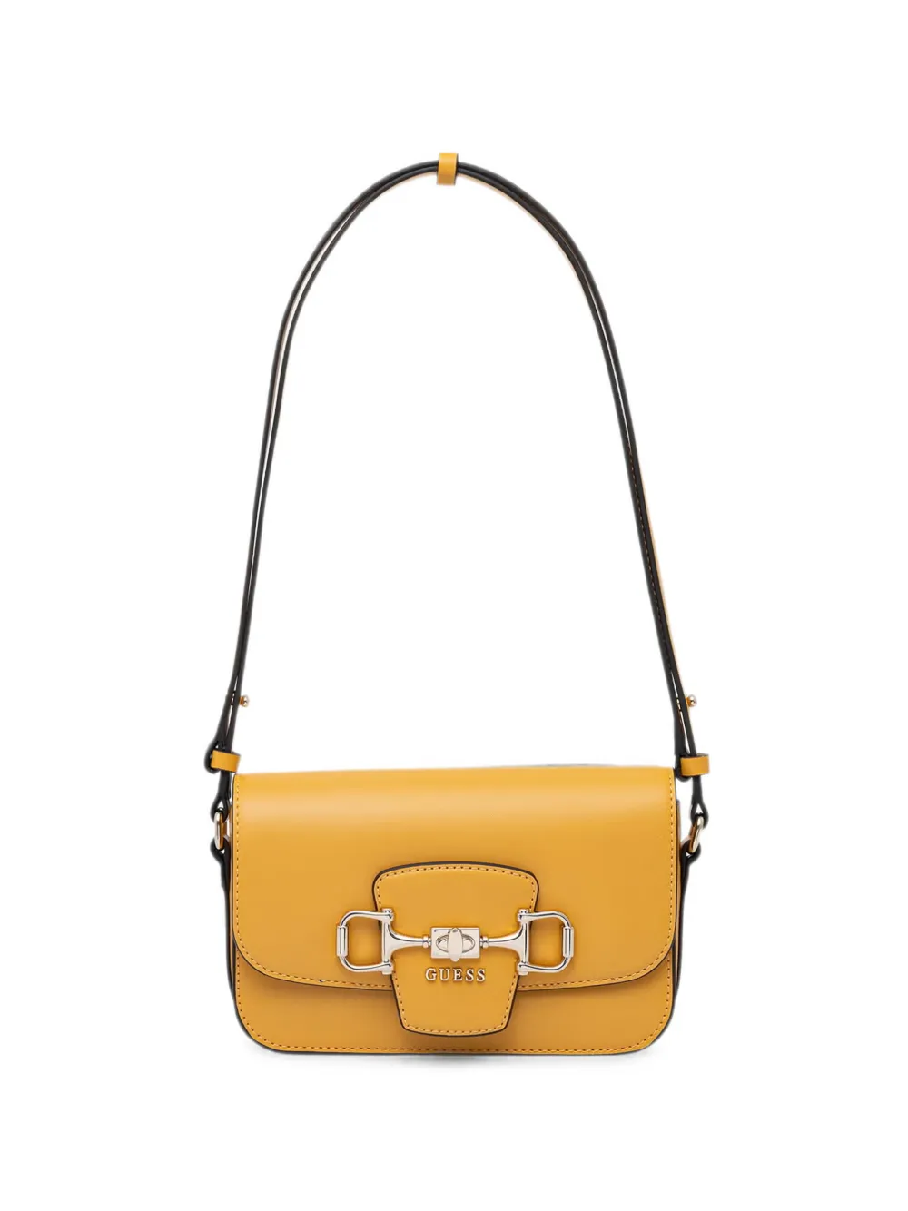 GUESS USA Janie Horsebit Schultertasche mit Logo-Schild - Gelb