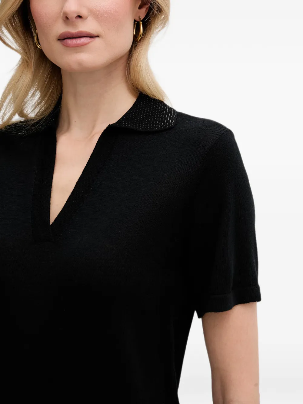 GUESS USA T-shirt verfraaid met stras en polokraag Zwart