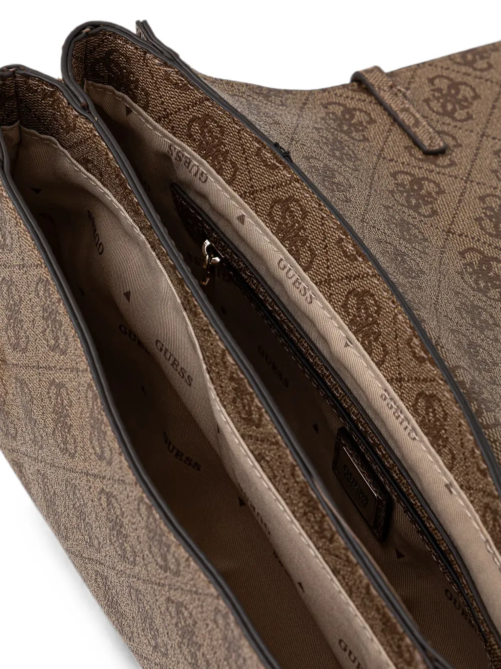 GUESS USA Leona schoudertas met monogramprint Beige