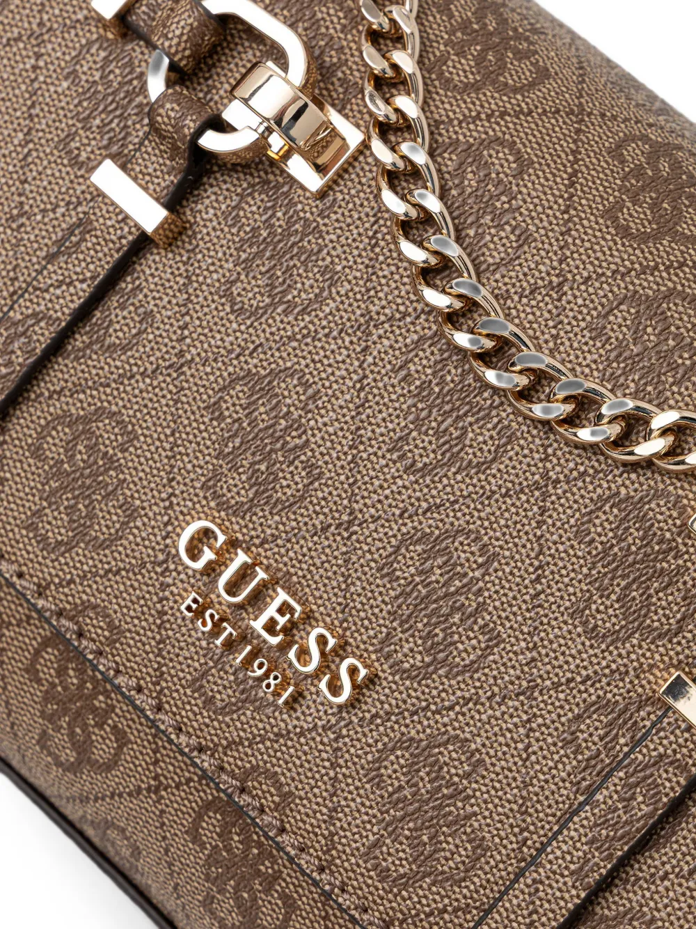 GUESS USA Leona schoudertas met monogramprint Beige