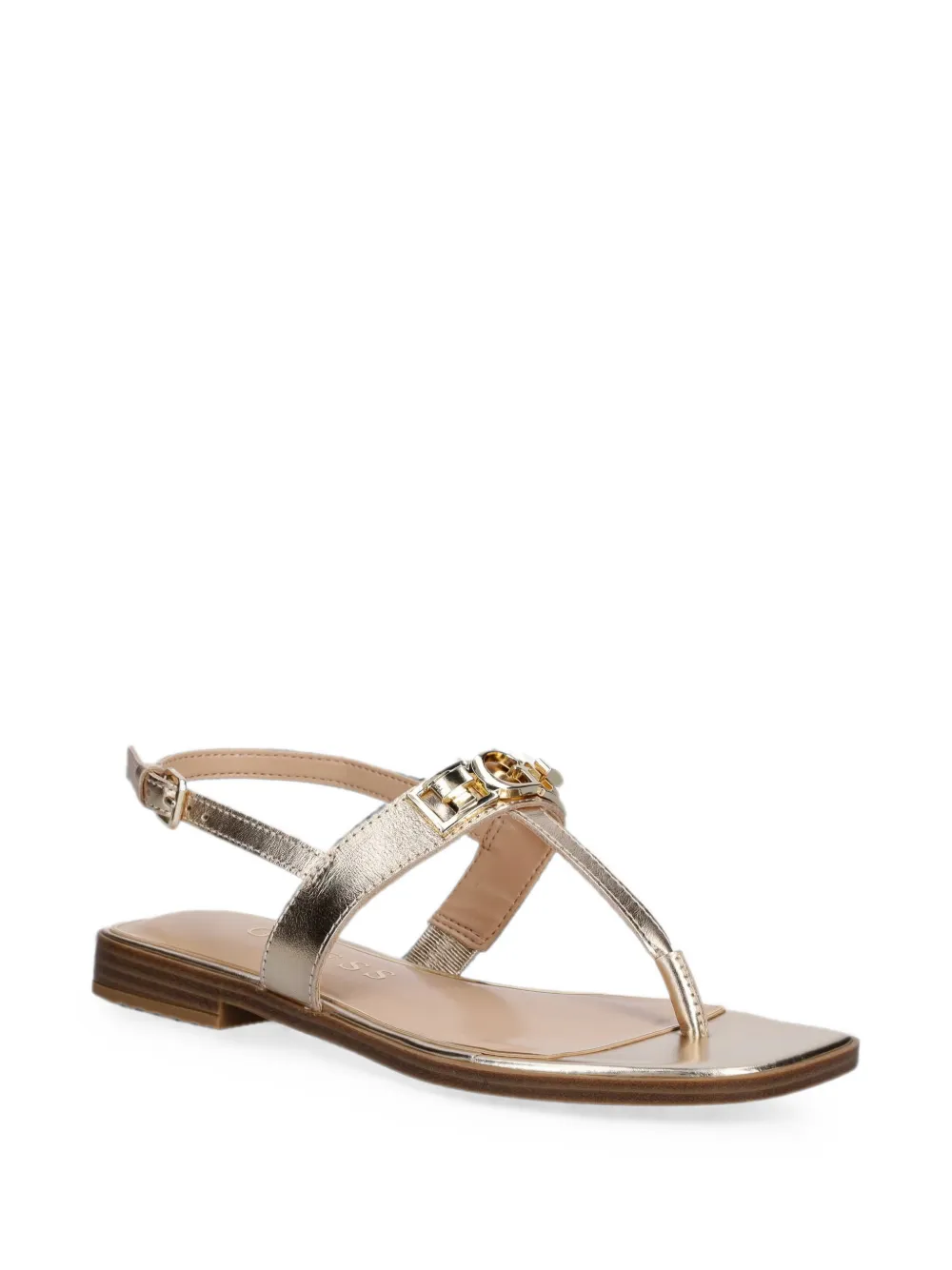GUESS USA logo-plaque T-bar sandals Goud