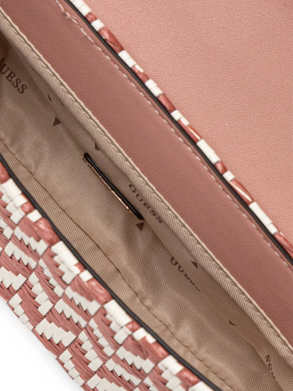 GUESS USA Tessi geweven schoudertas met schakelketting Roze