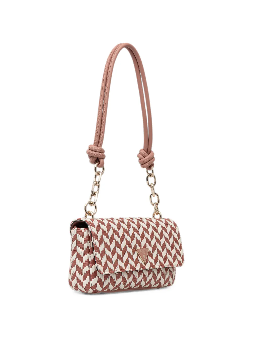 GUESS USA Tessi geweven schoudertas met schakelketting Roze
