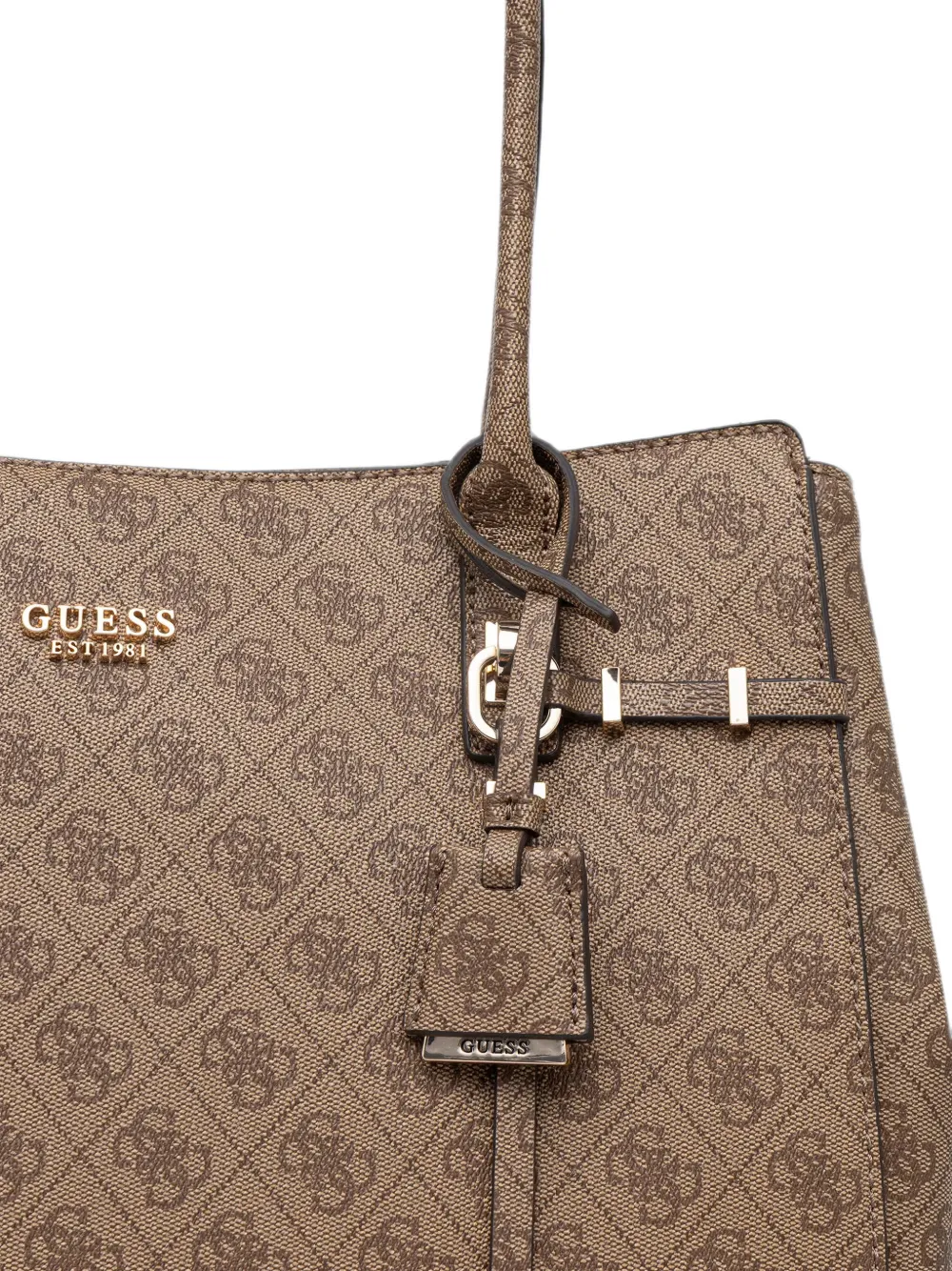 GUESS USA Leona shopper met logoprint en monogram Beige