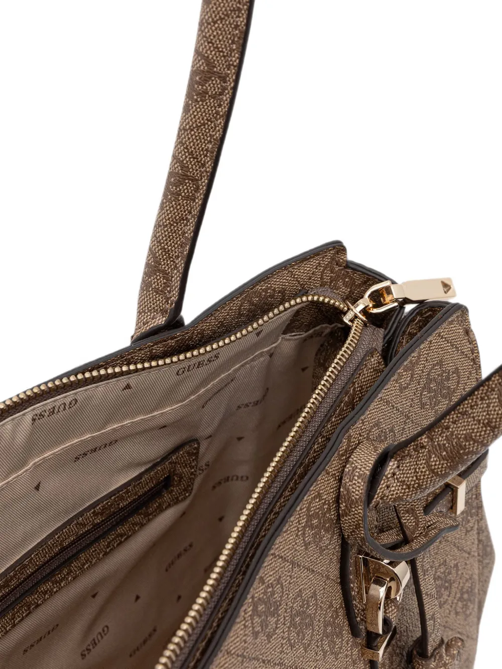 GUESS USA Leona shopper met logoprint en monogram Beige