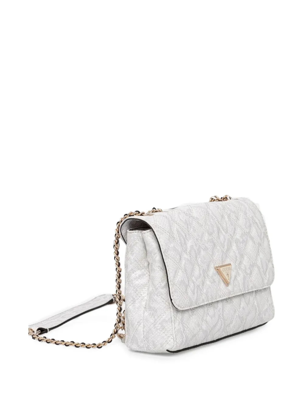 GUESS USA Gewatteerde schoudertas met slangen-effect Wit