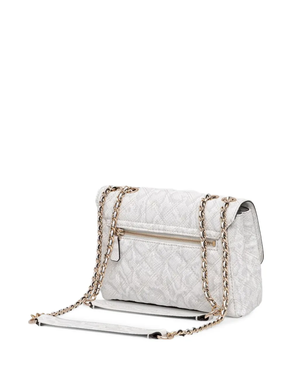 GUESS USA Gewatteerde schoudertas met slangen-effect Wit