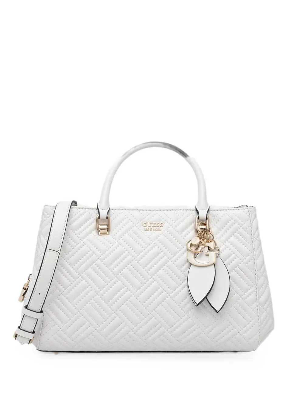 GUESS USA quilted logo-charm tote bag - Bianco
