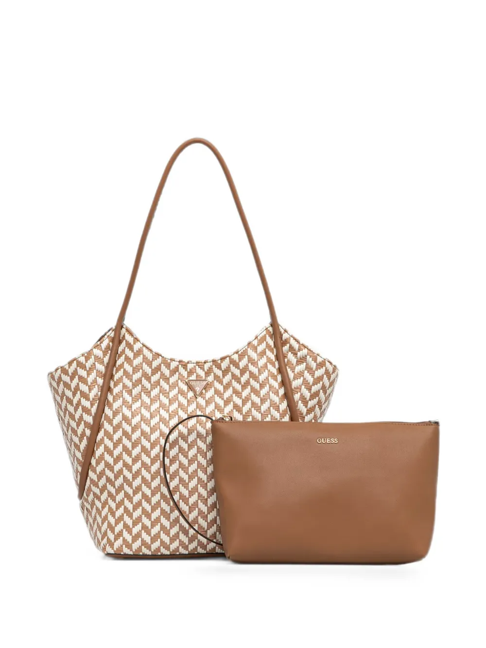 GUESS USA Tessi woven chevron-pattern tote bag - Toni neutri