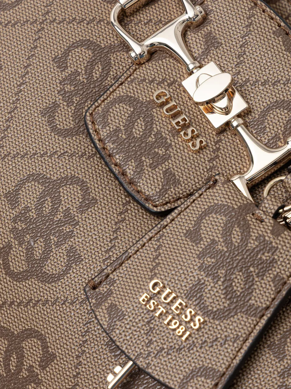 GUESS USA Shopper met monogramprint Beige