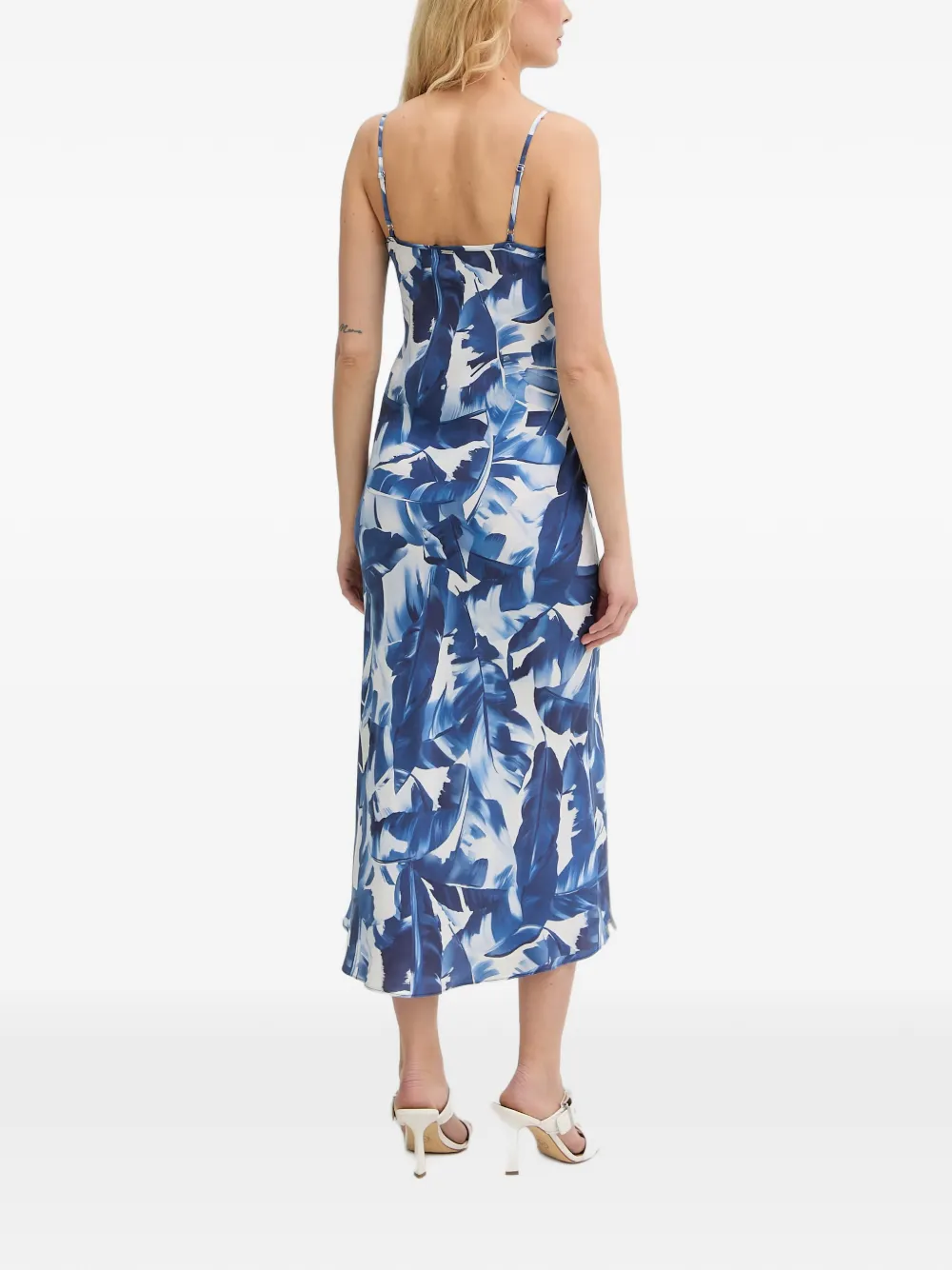 GUESS USA Midi-jurk met bladerprint en col Blauw