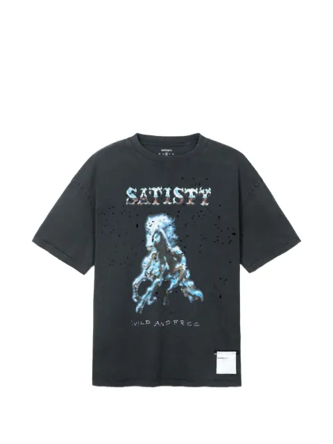 Satisfy graphic-print distressed-effect T-shirt