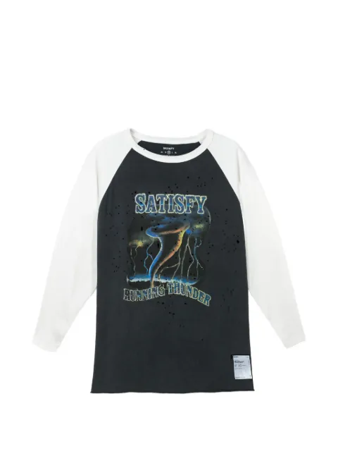 Satisfy MothTech™ distressed three-quarter sleeve T-shirt