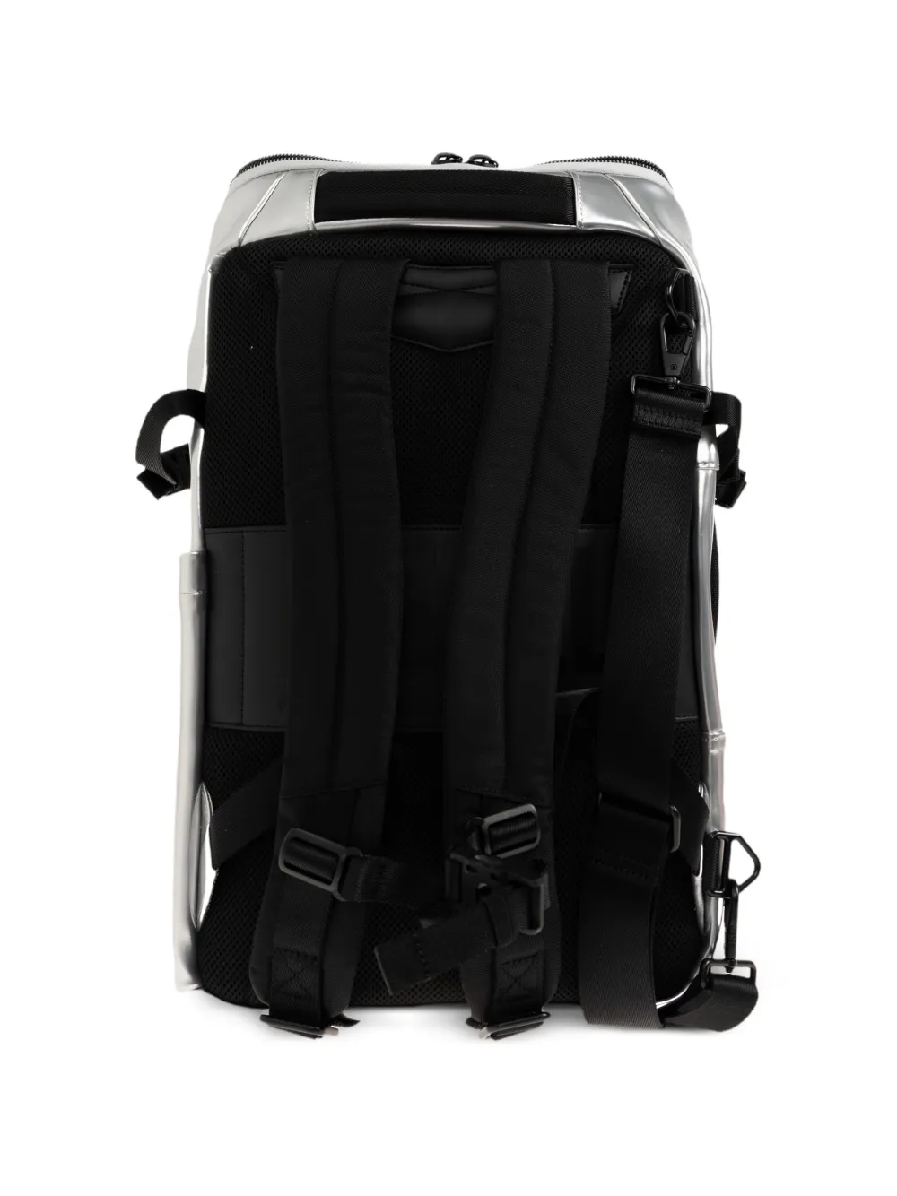 Diesel logo-print metallic-effect Backpack | Silver | FARFETCH
