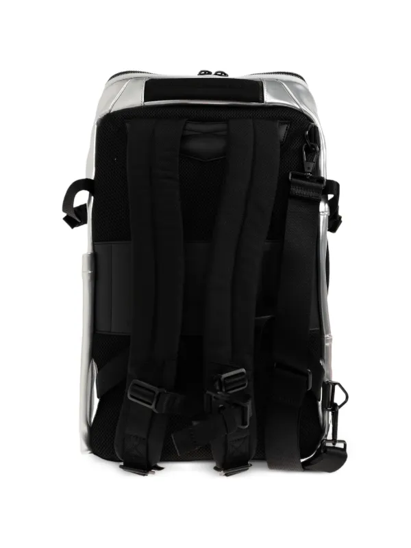 Diesel logo-print metallic-effect Backpack | Silver | FARFETCH
