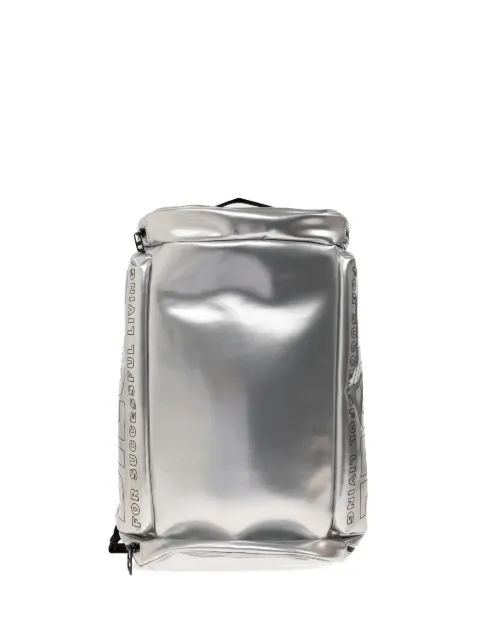 Diesel logo-print metallic-effect backpack