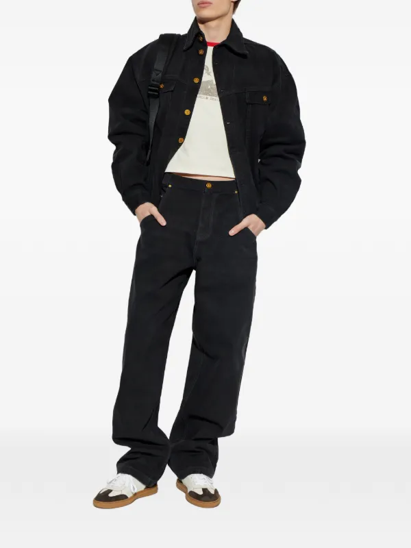 Willy Chavarria logo-buttoned Denim Jacket | Black | FARFETCH