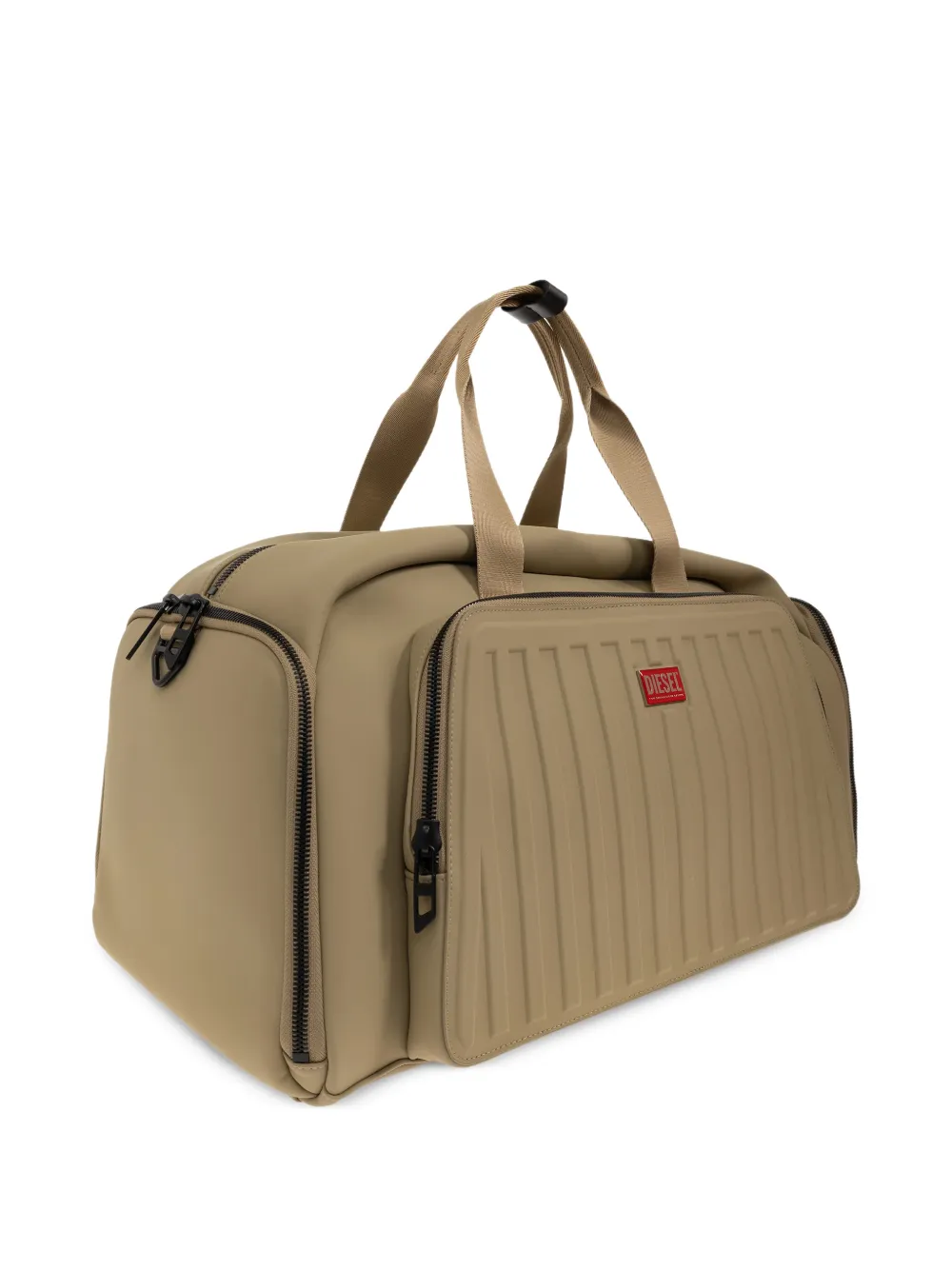 Diesel Geribbelde reistas met logo-patch Beige
