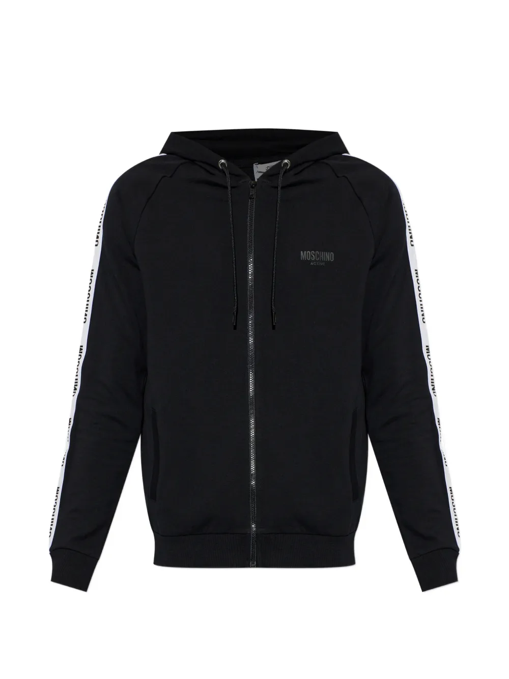 Moschino logo-tape zip-up hoodie - Schwarz