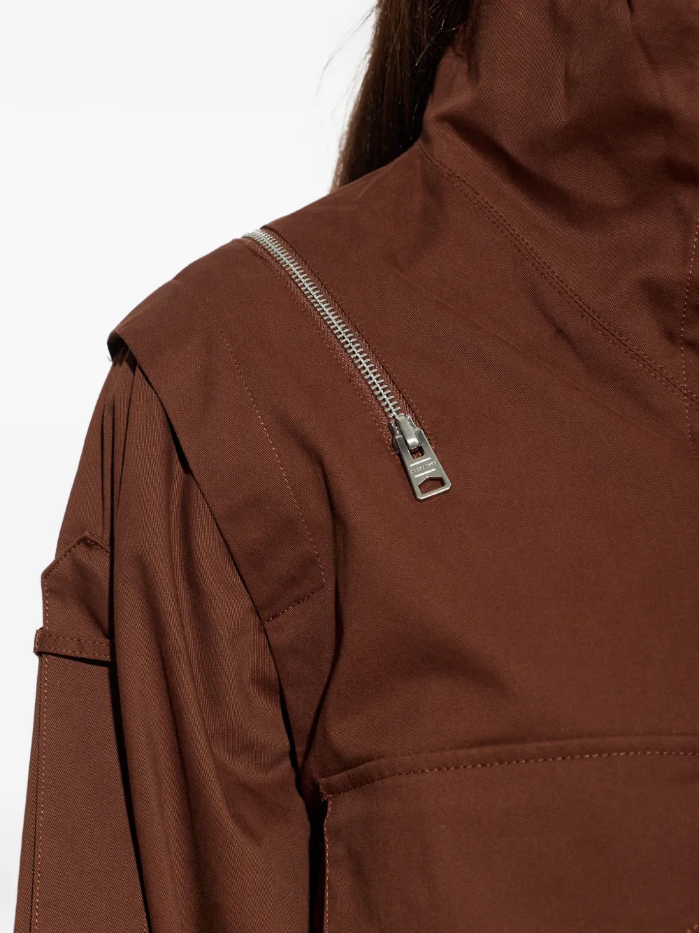 AllSaints Leighton jack met hoge hals en ritsdetail Bruin