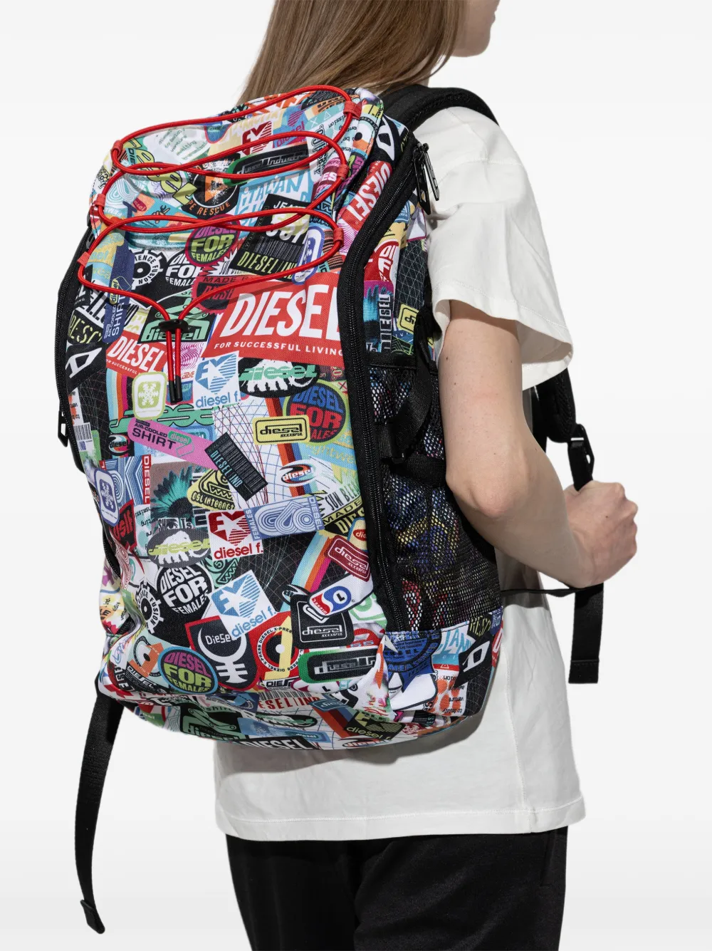 バッグ DIESEL Logo drawstring backpack Diesel logo-patch Drawstring Backpack | Red | FARFETCH