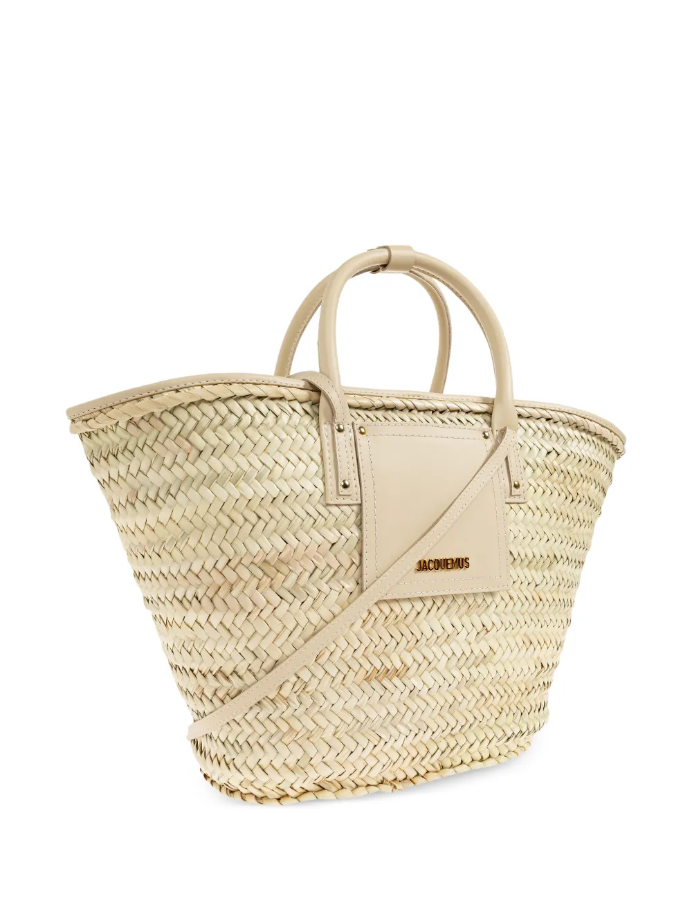 Jacquemus Soli shopper met geweven raffia leren afwerking Beige