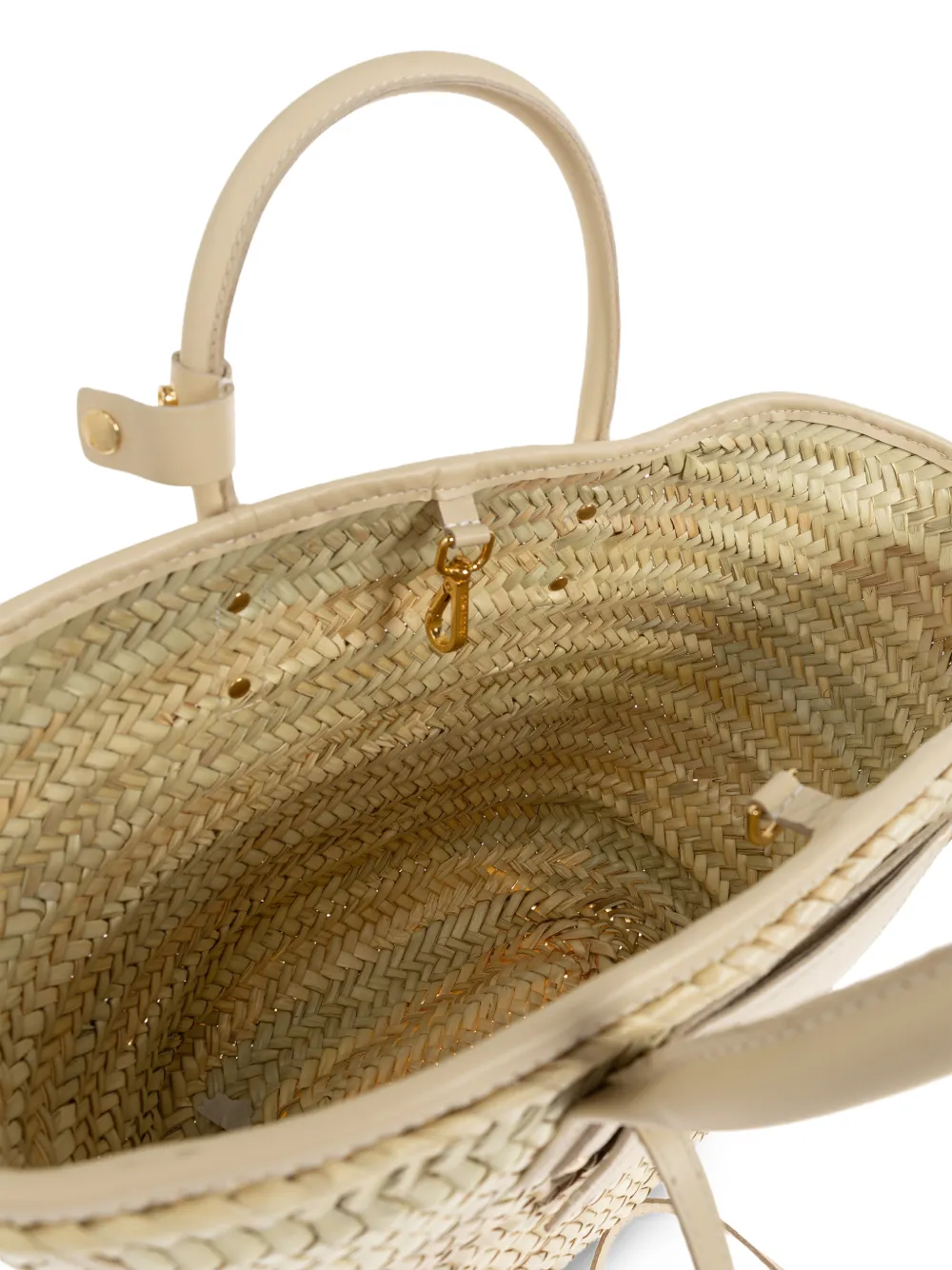 Jacquemus Soli shopper met geweven raffia leren afwerking Beige