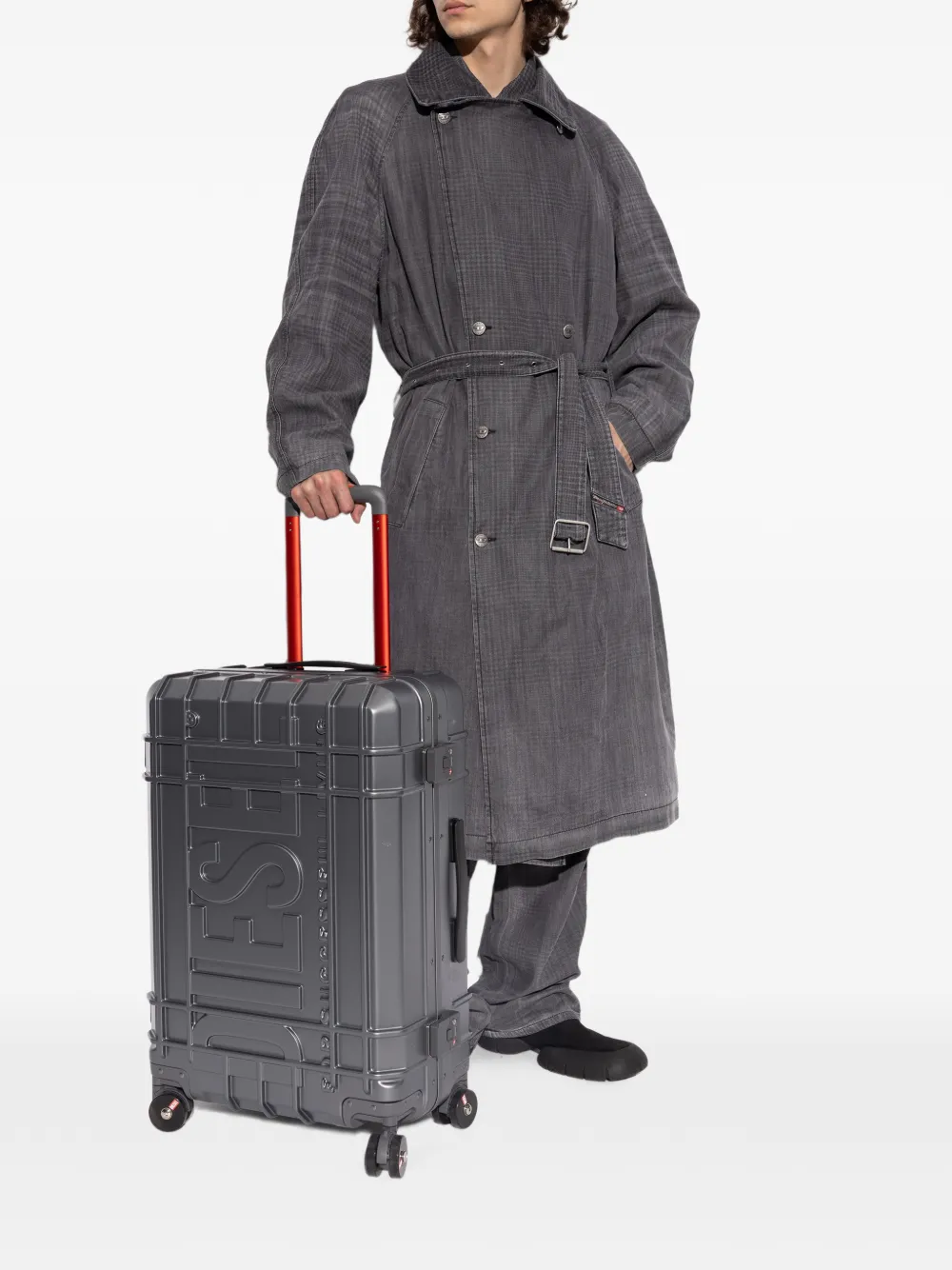 Diesel Koffer met logo-reliëf Grijs