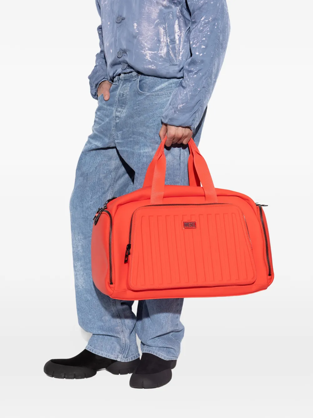 Diesel ribbed-panel logo-plaque holdalls - Arancione