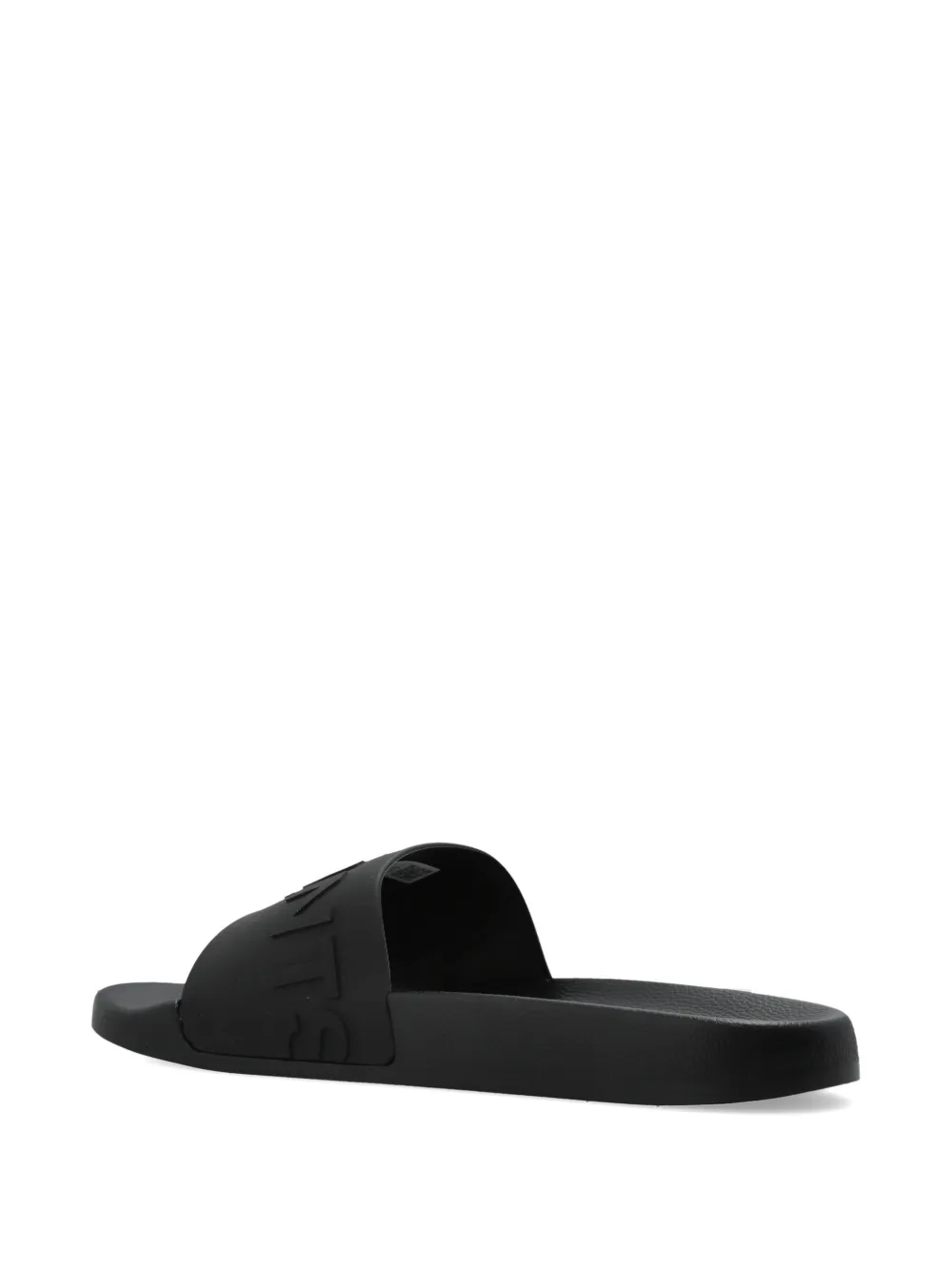 AllSaints Biggy logo-embossed slides Zwart