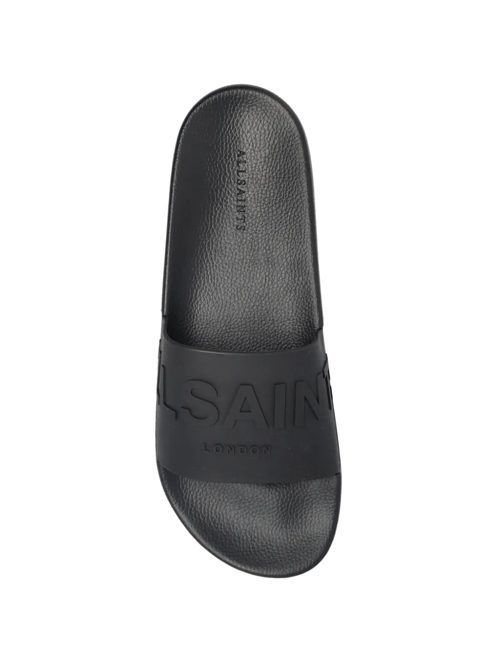 AllSaints Biggy logo-embossed slides Zwart
