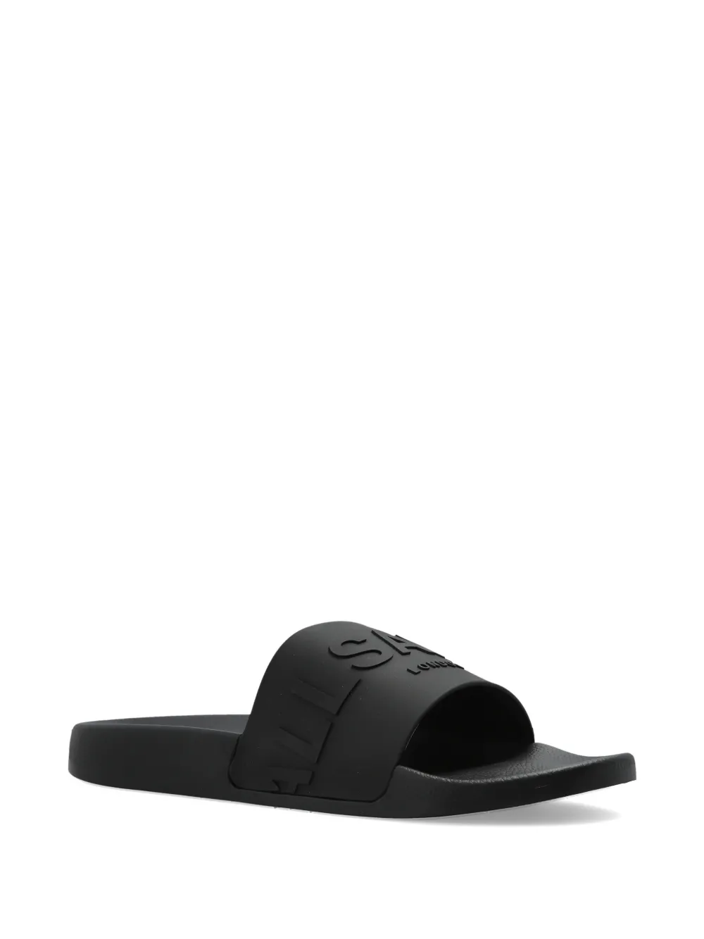 AllSaints Biggy logo-embossed slides Zwart