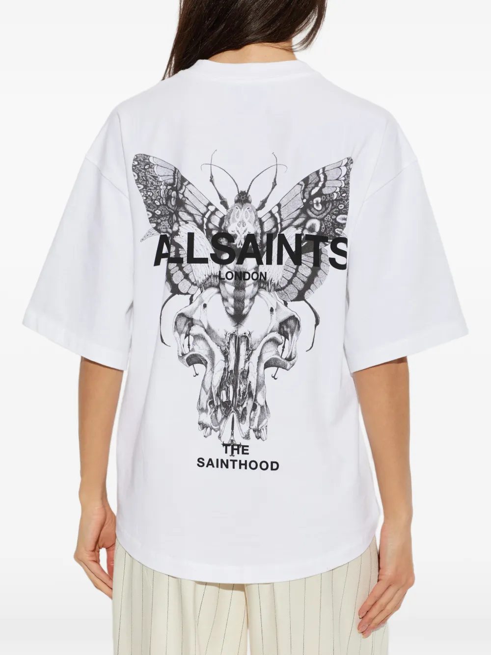 AllSaints Swoop Amelie T-shirt met vlinderprint Wit