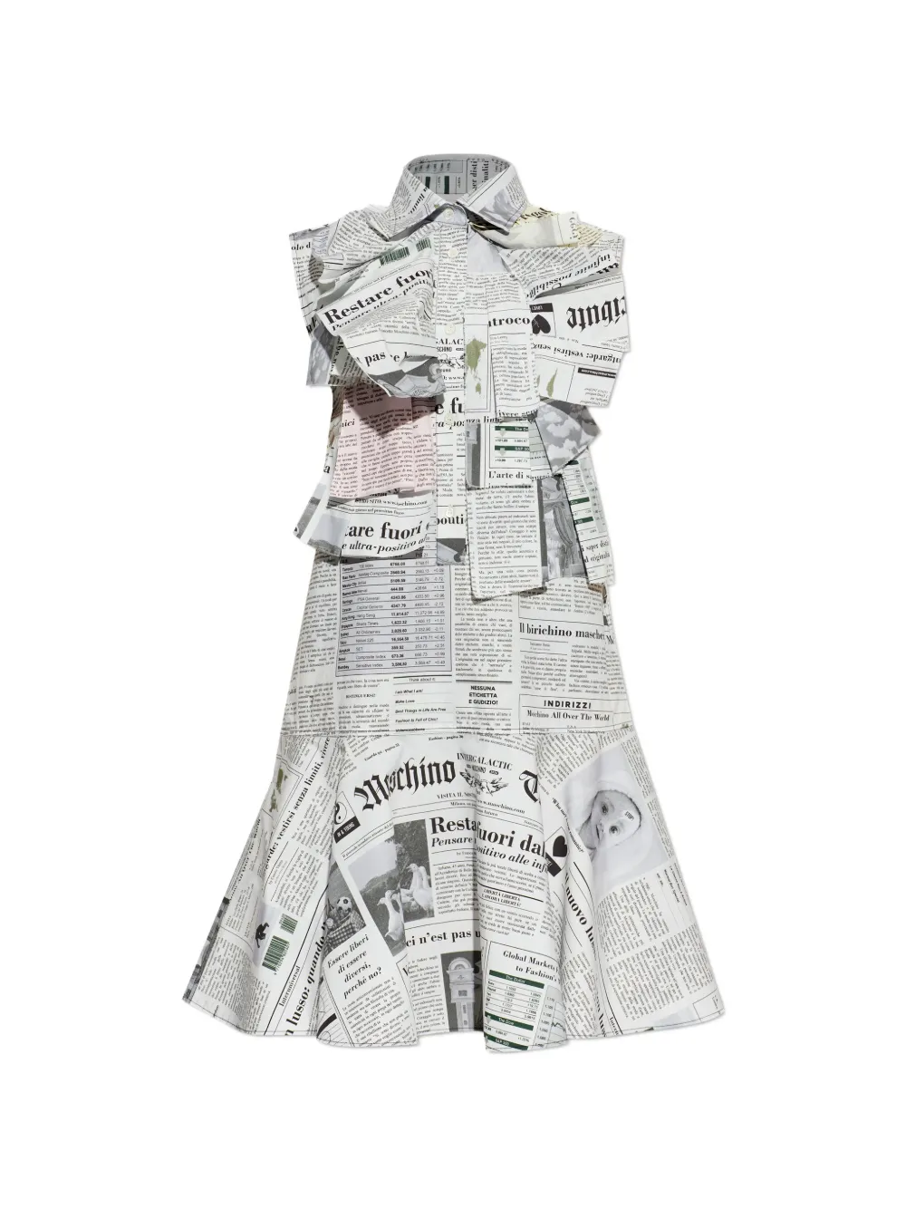 Moschino newspaper-print ruffled mini dress - Weiß