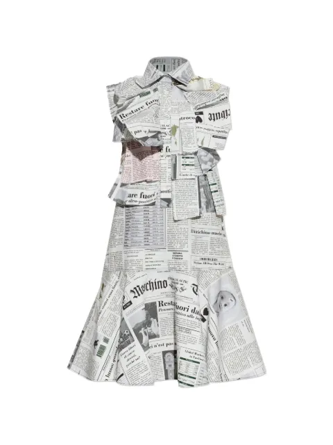Moschino newspaper-print ruffled mini dress