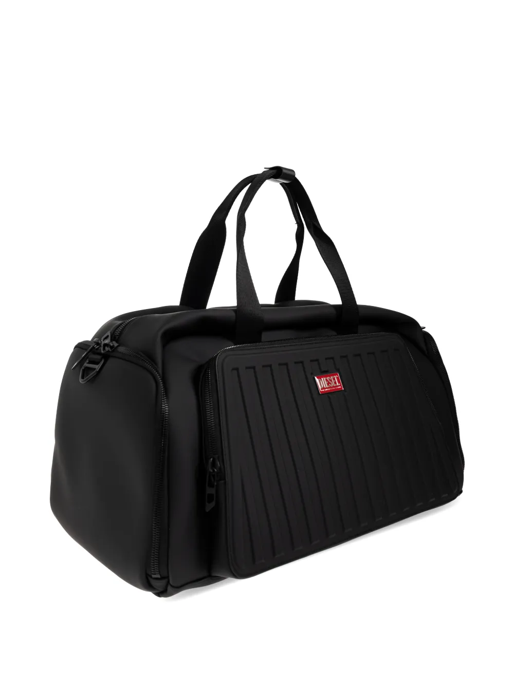 Diesel Geribbelde reistas met logo-patch Zwart