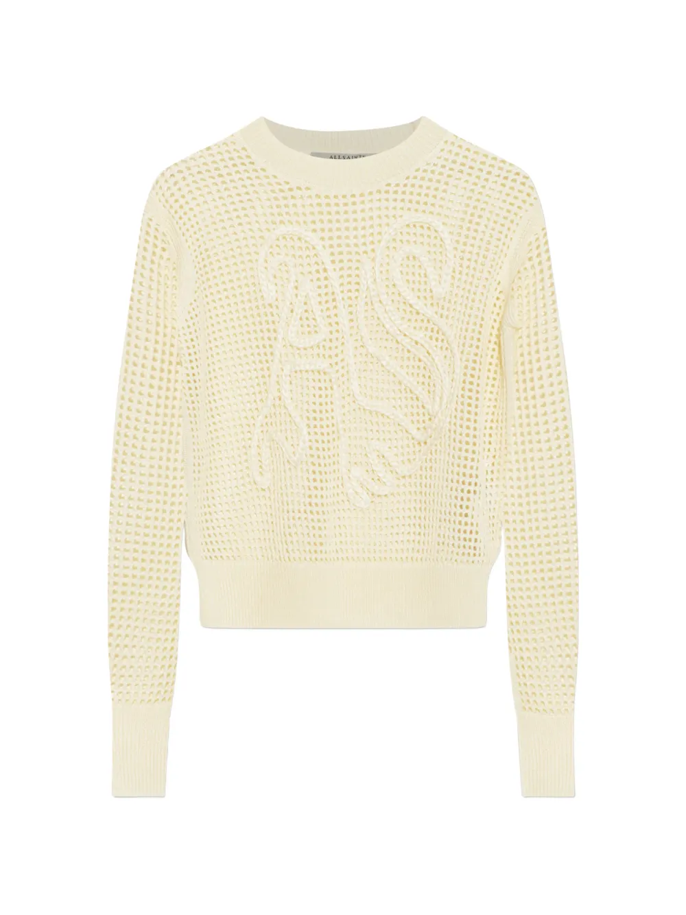 AllSaints open-knit rope-logo sweater - Nude